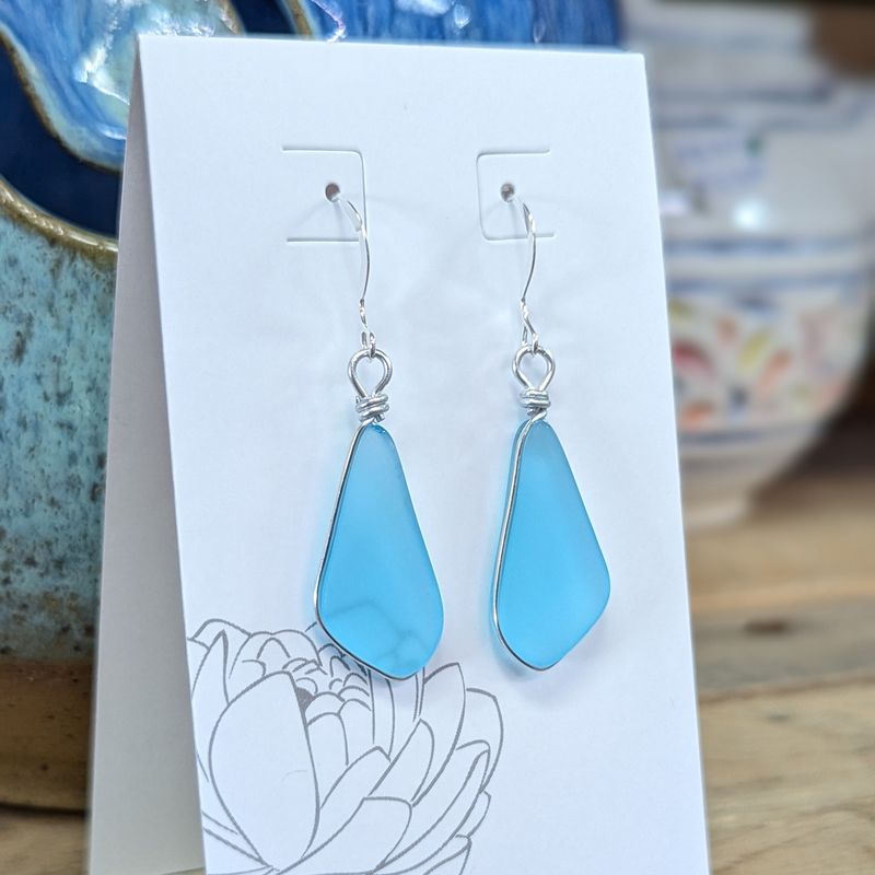 N38 Seaglass Bezel Frame Earrings