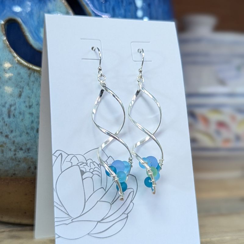 WL66 Seaglass Spiral Earrings