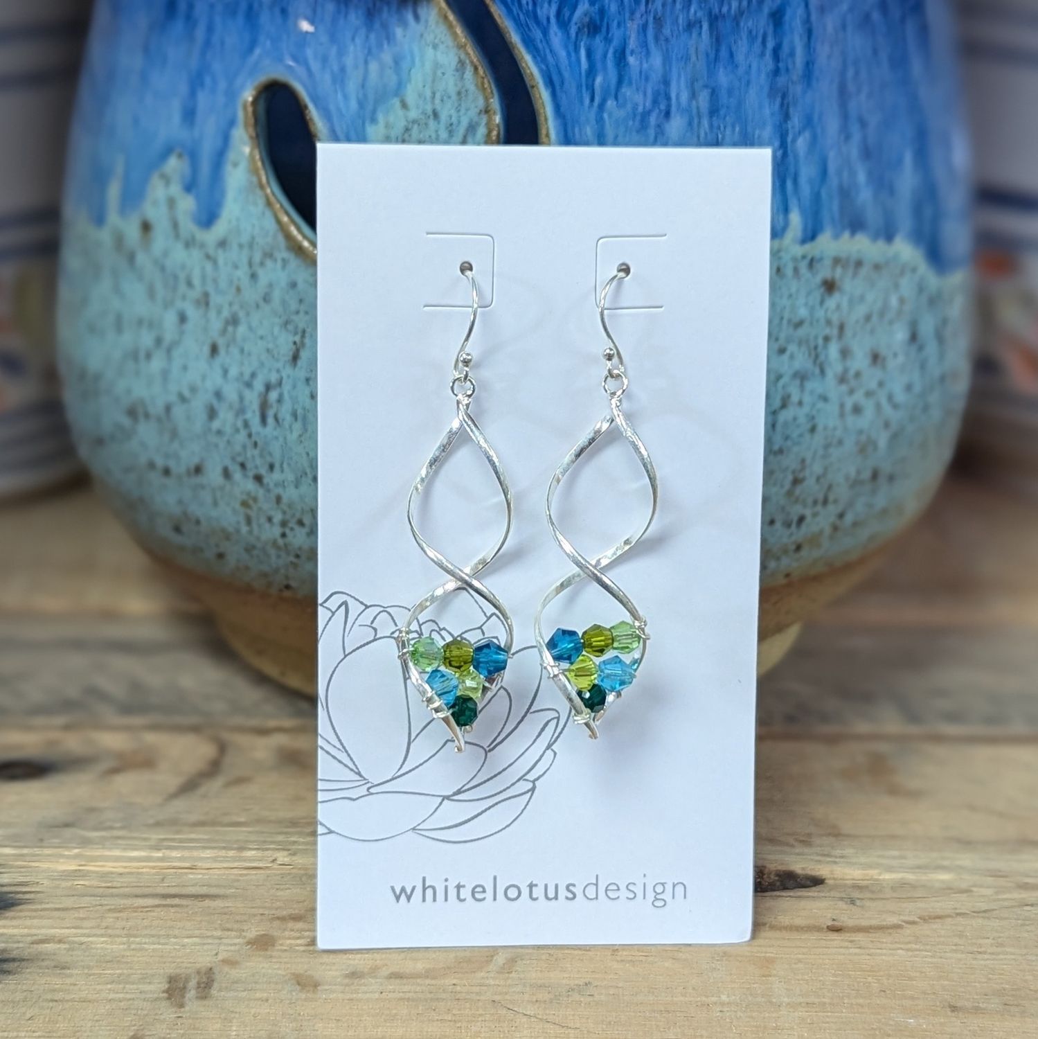 WL66 Crystal Spiral Earrings