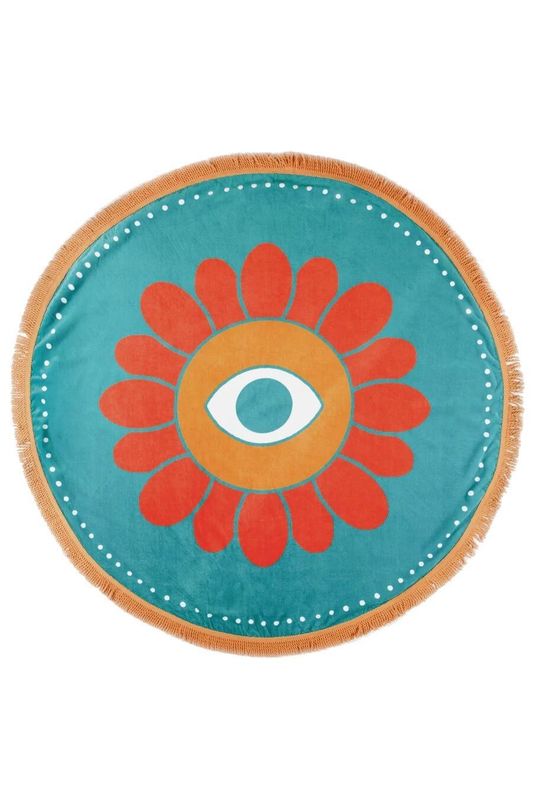 Flower Power Velour Round Towel