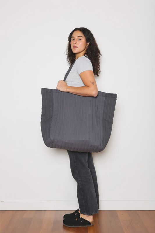 Charcoal Esme Oversized Quilted Tote Bag