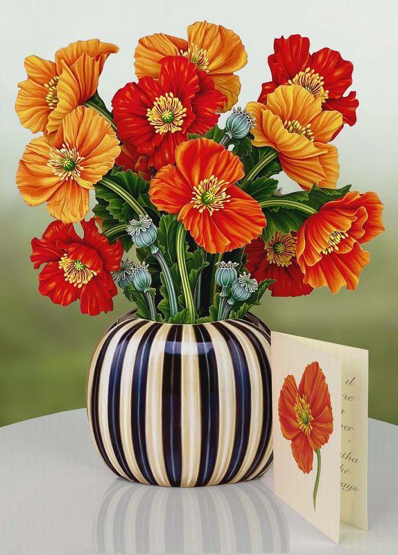 French Poppies Pop Up Card