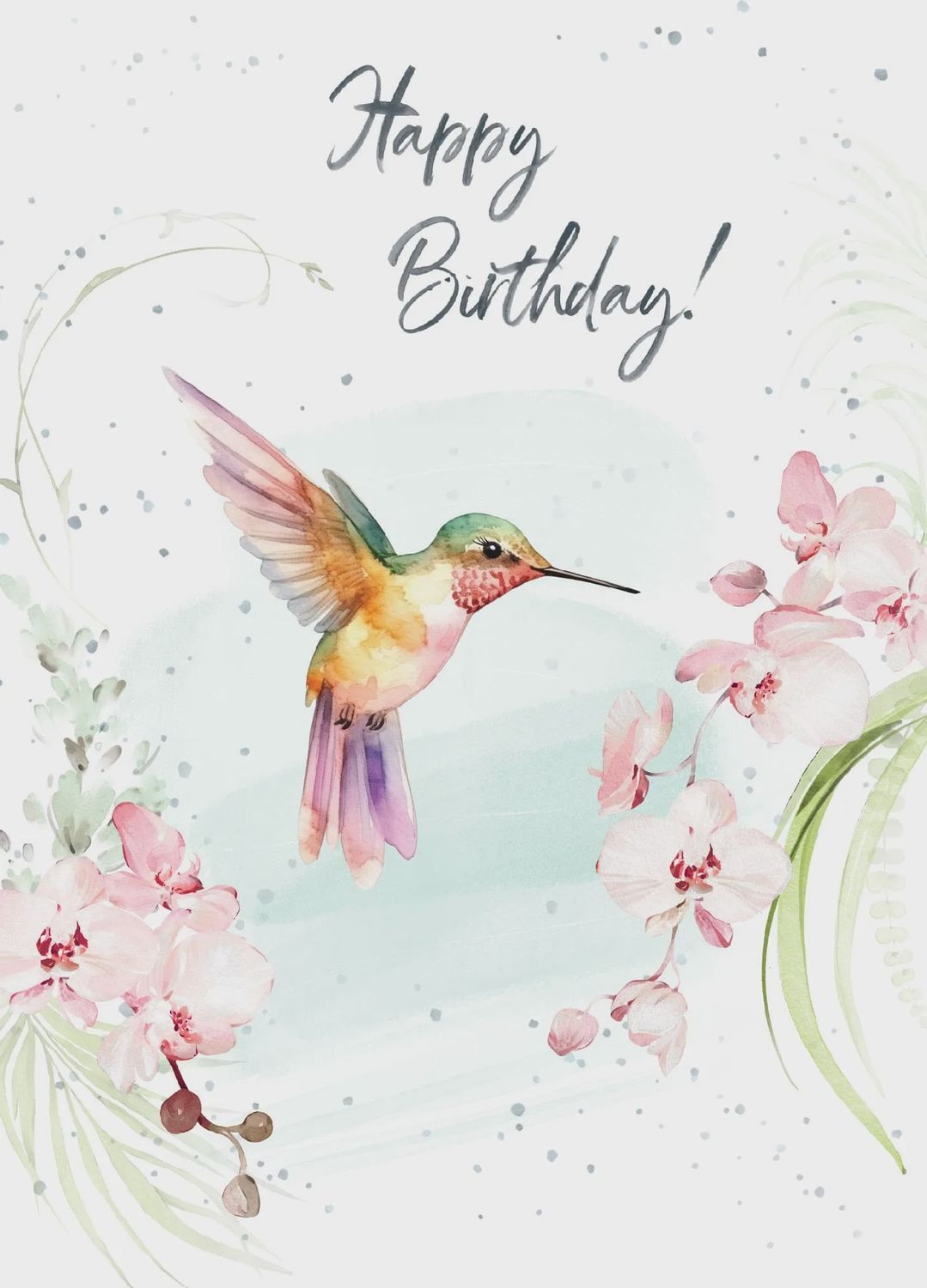 Hummingbird Orchids Card