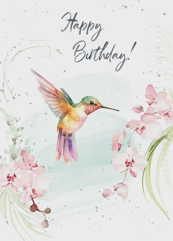 Hummingbird Orchids Card