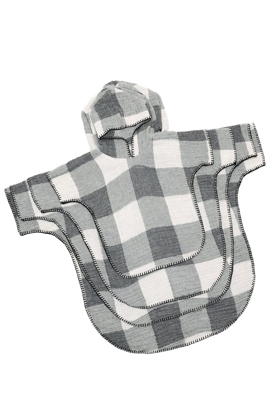 Limited Edition Plaid Pebble Kid&#39;s Muslin Poncho