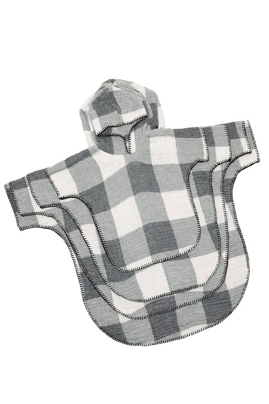 Limited Edition Plaid Pebble Kid&#39;s Muslin Poncho