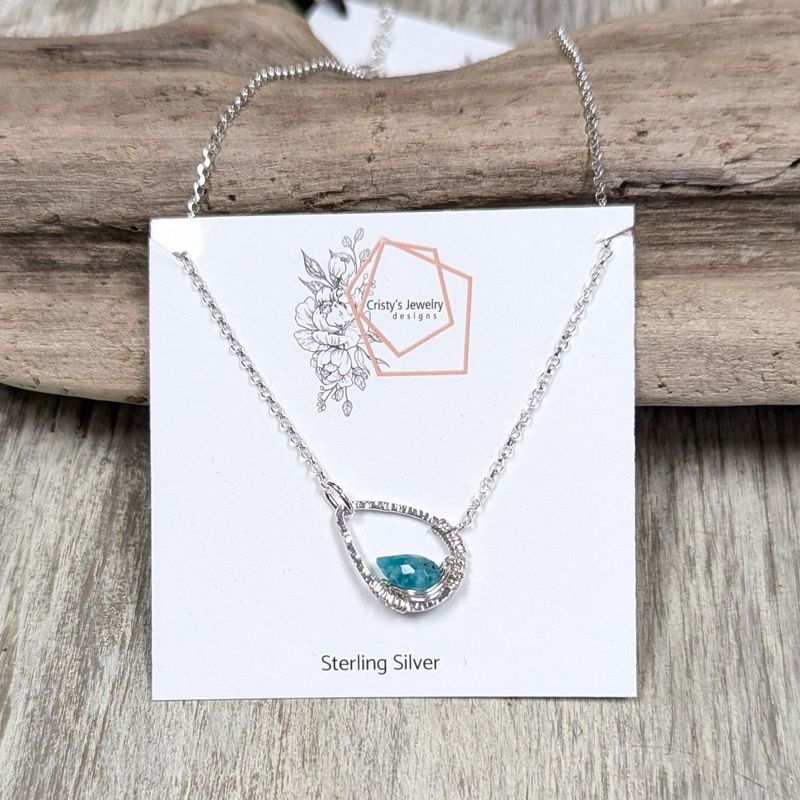 Sterling Silver Amazonite Teardrop Necklace