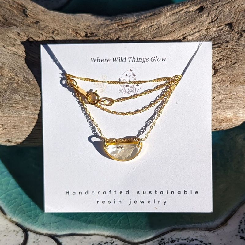 SMJ77 14K Gold Fill White Fern Necklace