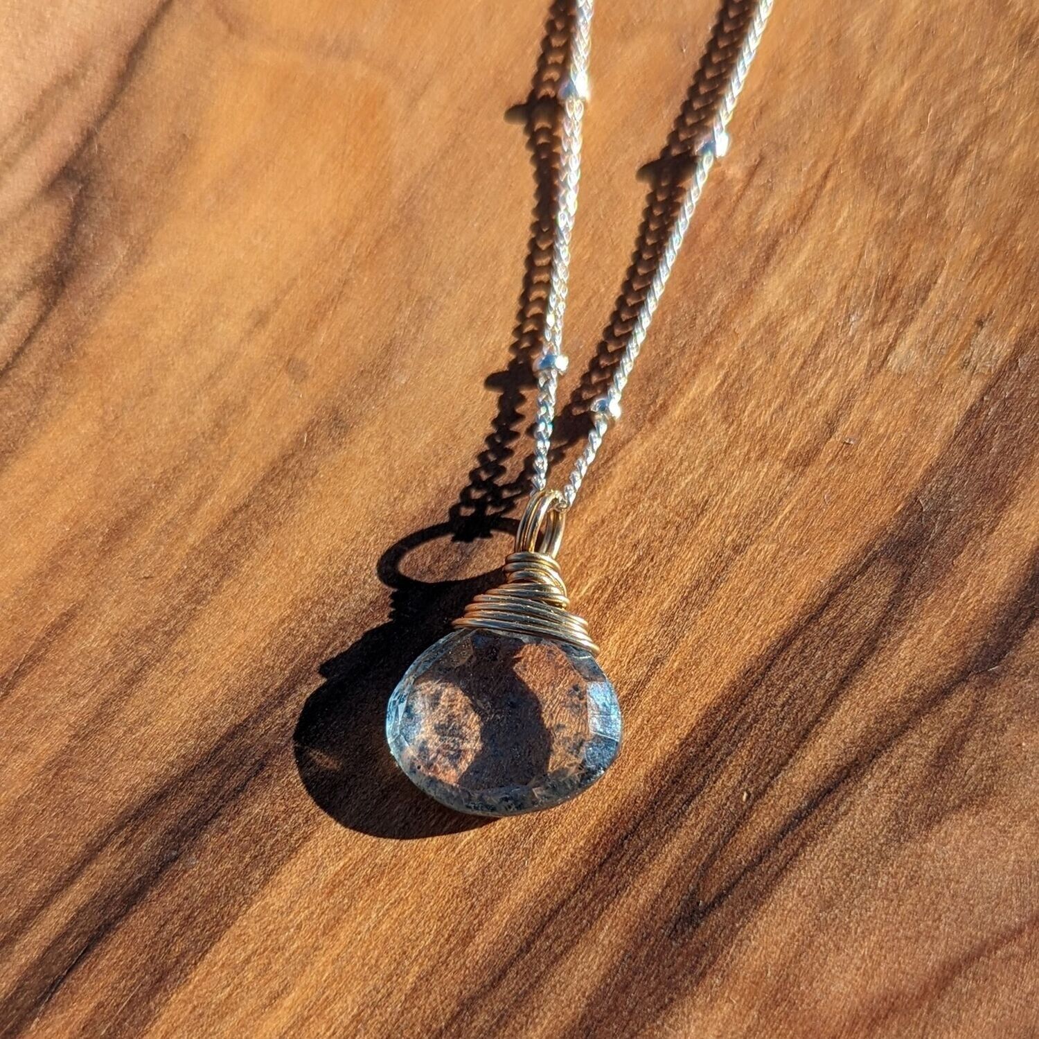 Mixed Metal Blue Quartz Necklace