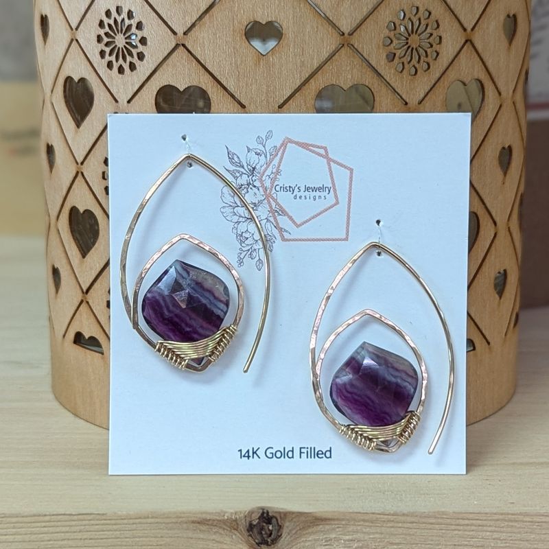 Fluorite Gold Threader Earrings