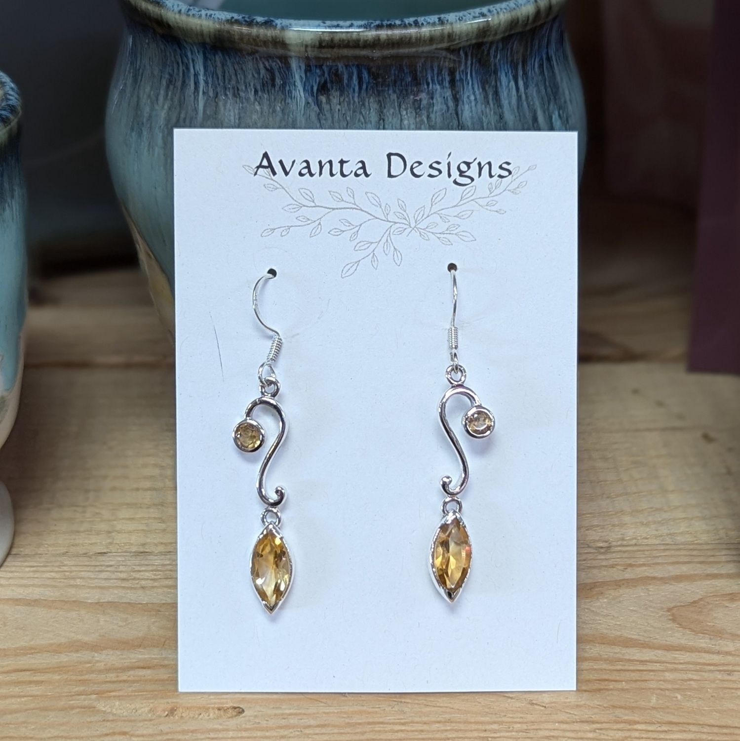 Sterling Silver Faceted Citrine Vine Earrings