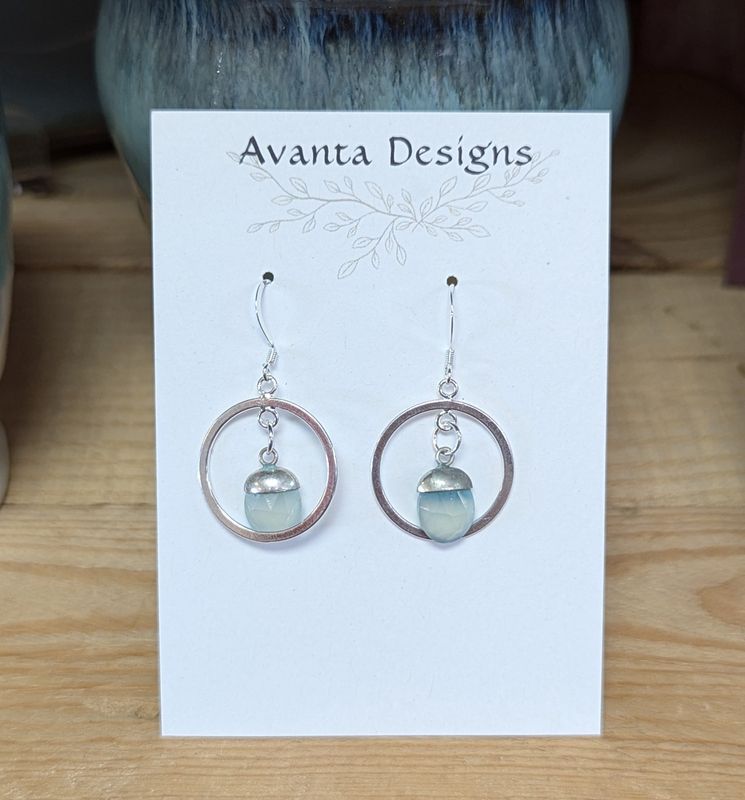 Sterling Silver Faceted Chalcedony Circle Earrings