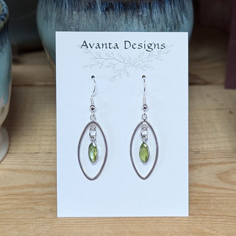 Sterling Silver Faceted Peridot Leaf Earrings