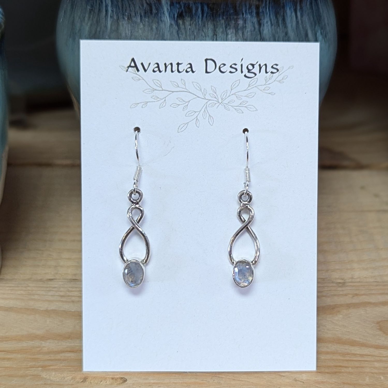 Sterling Silver Faceted Moonstone Swirl Earrings
