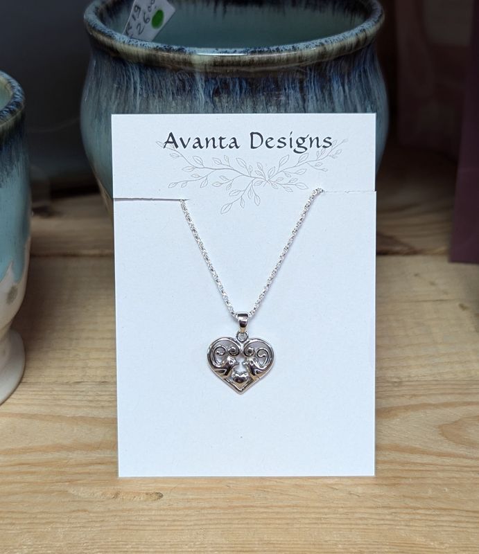 18&quot; Sterling Silver Sweet Heart Doves Necklace