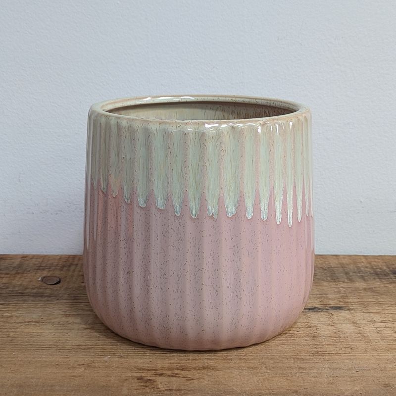 7&quot; Pink and Mint Green Pot