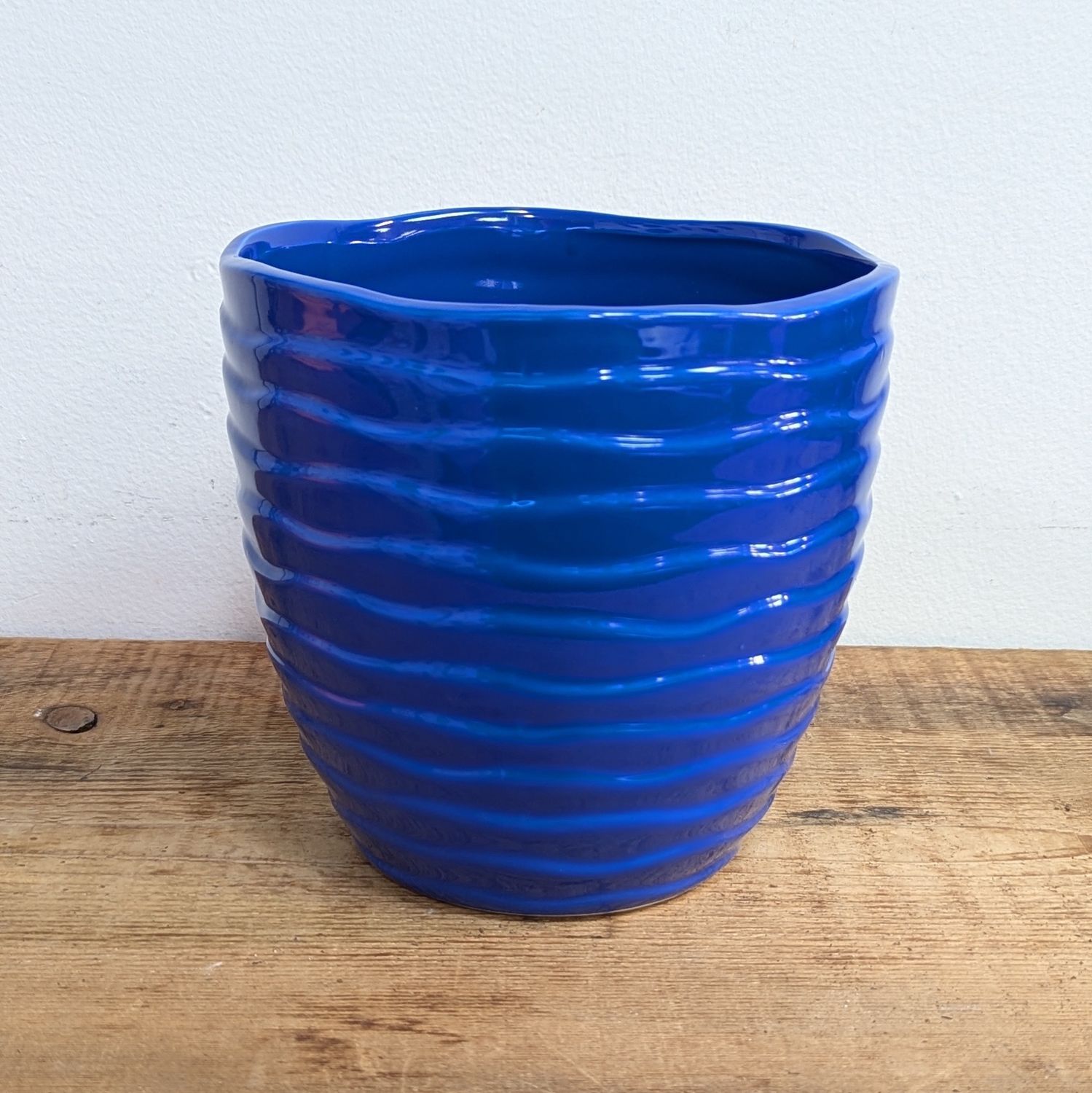 6.25&quot; x 6.5&quot; Cobalt Blue Wavy Planter