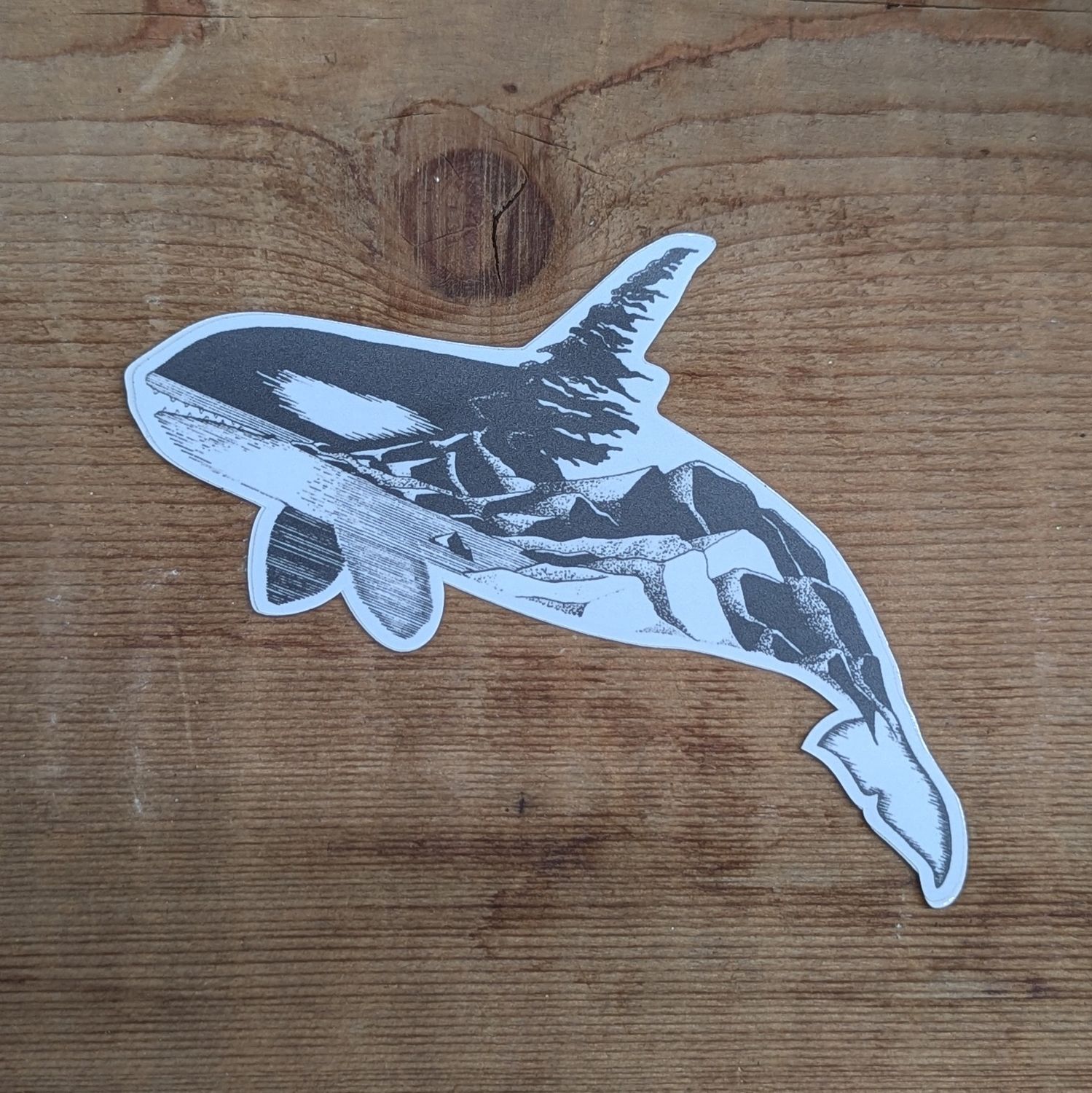Orca Sticker Seascape Scene