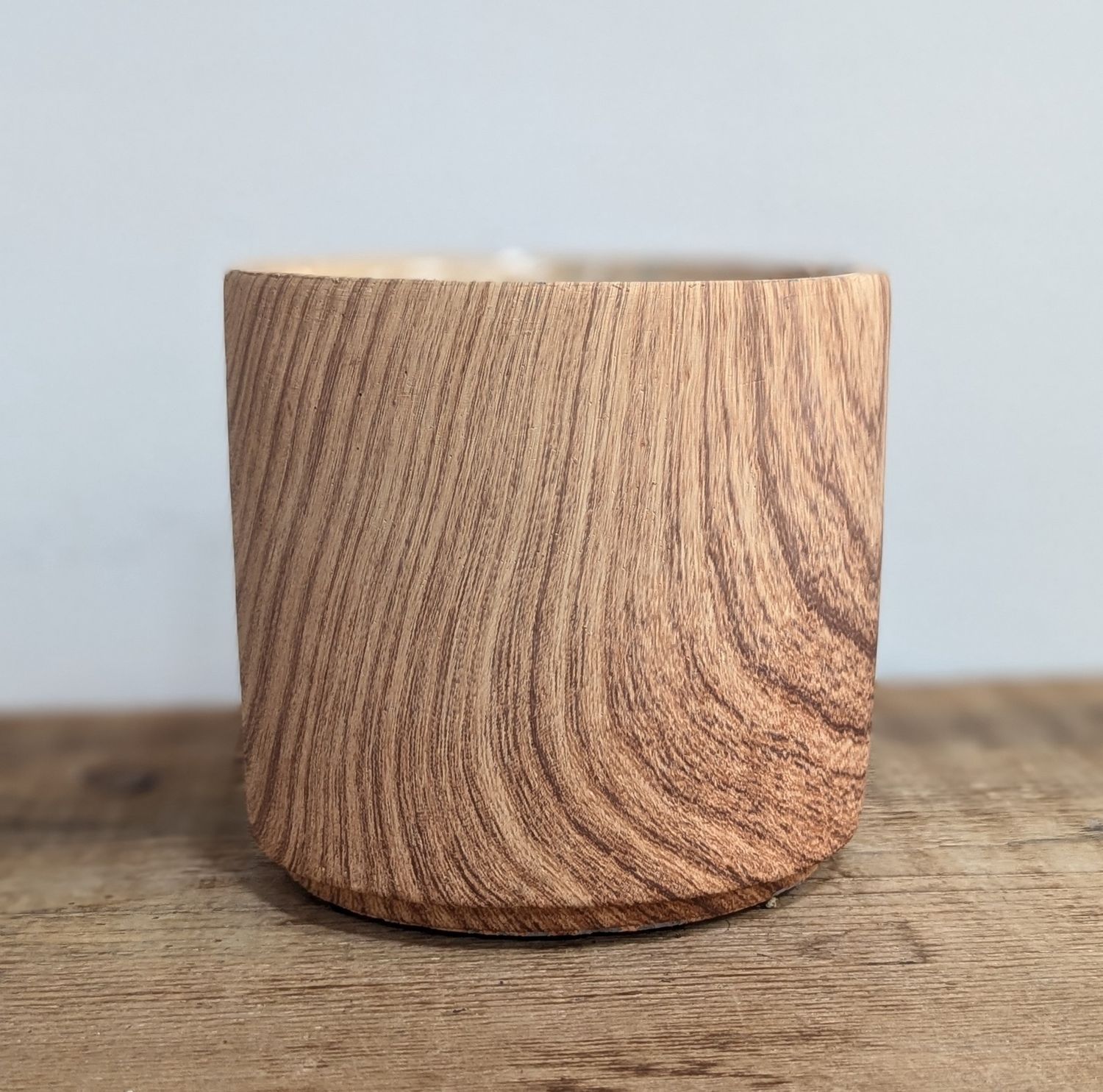5&quot; X 5 3/8&quot; Cement Wood Look Pot