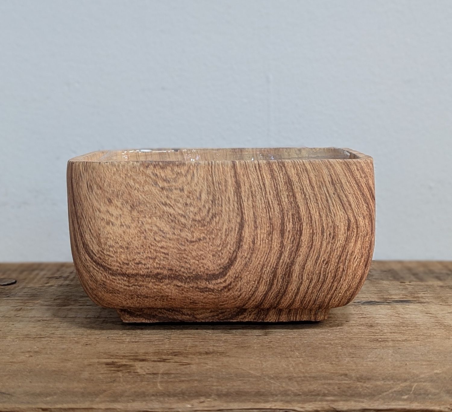 3 1/2&quot; x 6 11/4&quot; Cement Wood Look Pot