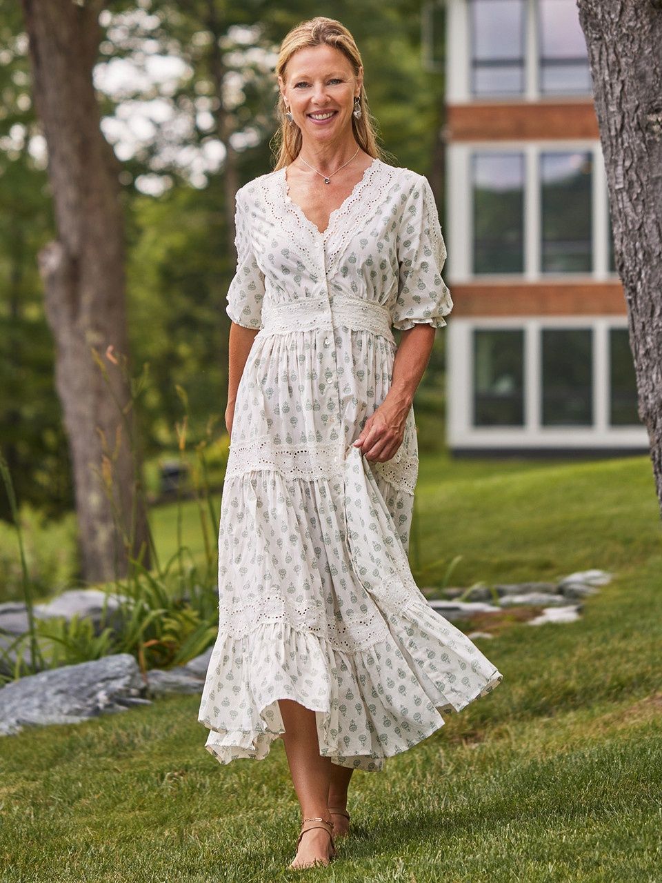 Ecru Sage Countryside Prairie Dress