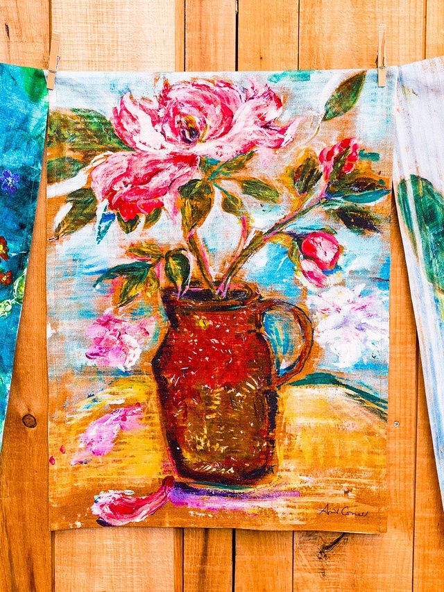 Still Life Watercolour Tea Towel