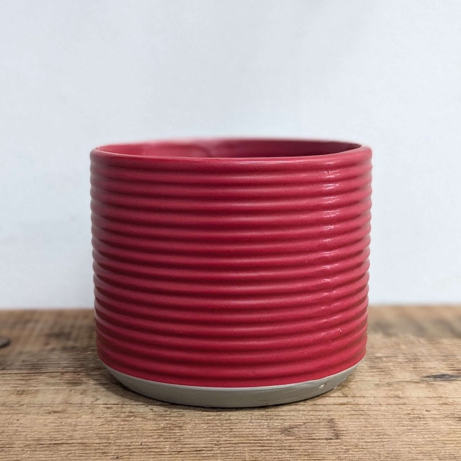 5&quot; Red Horizontal Ribbed Pot