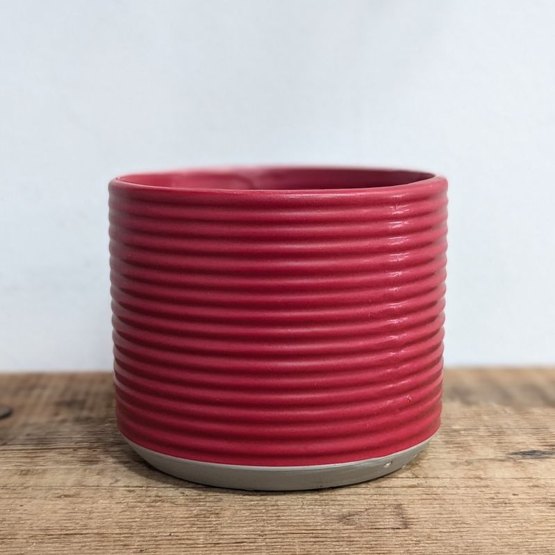 5&quot; Red Horizontal Ribbed Pot