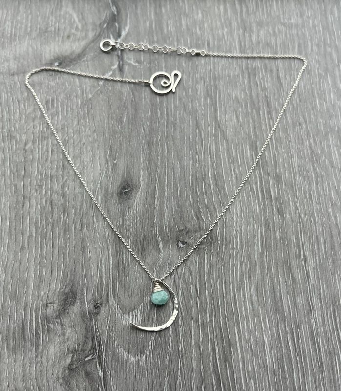 Sterling Silver Larimar Crescent Moon Necklace