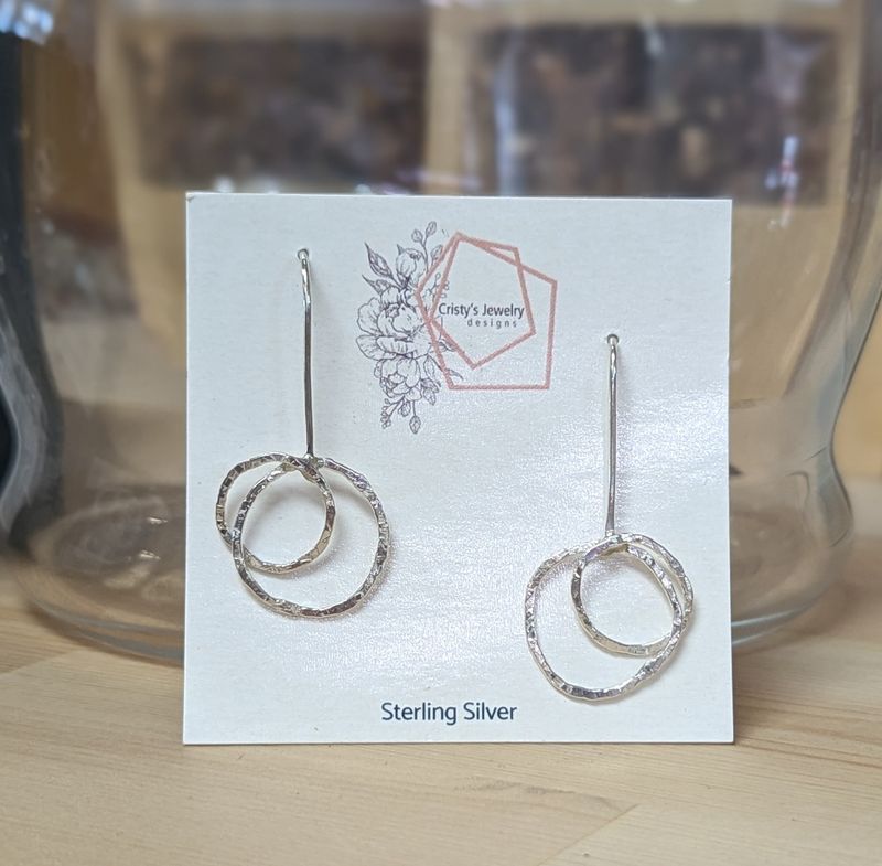 Sterling Silver Double Hoop Threader Earrings