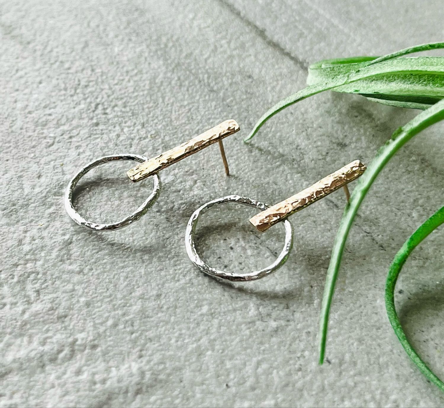 Large Mixed Metal Organic Hoop Bar Studs