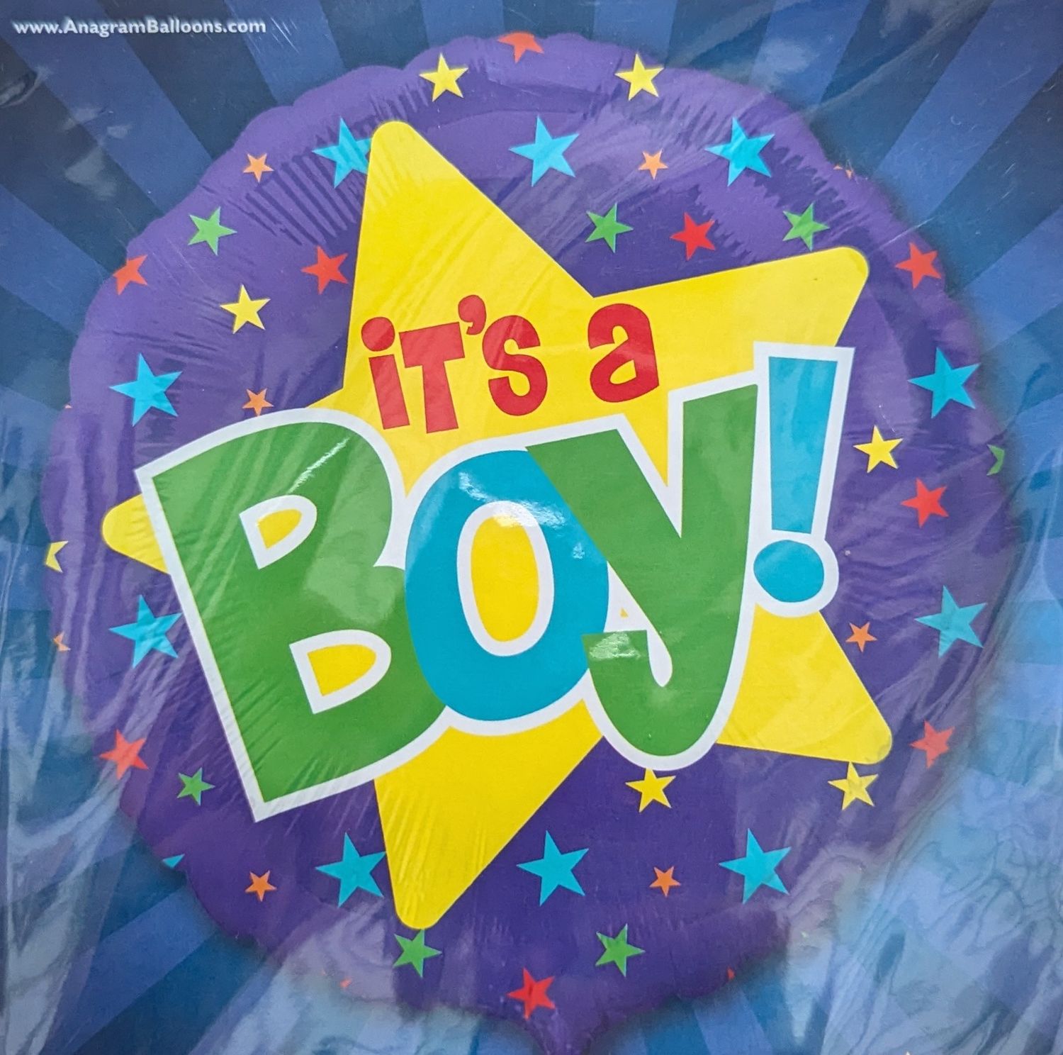 21&quot; It&#39;s a Boy Colourful Stars Mylar Balloon