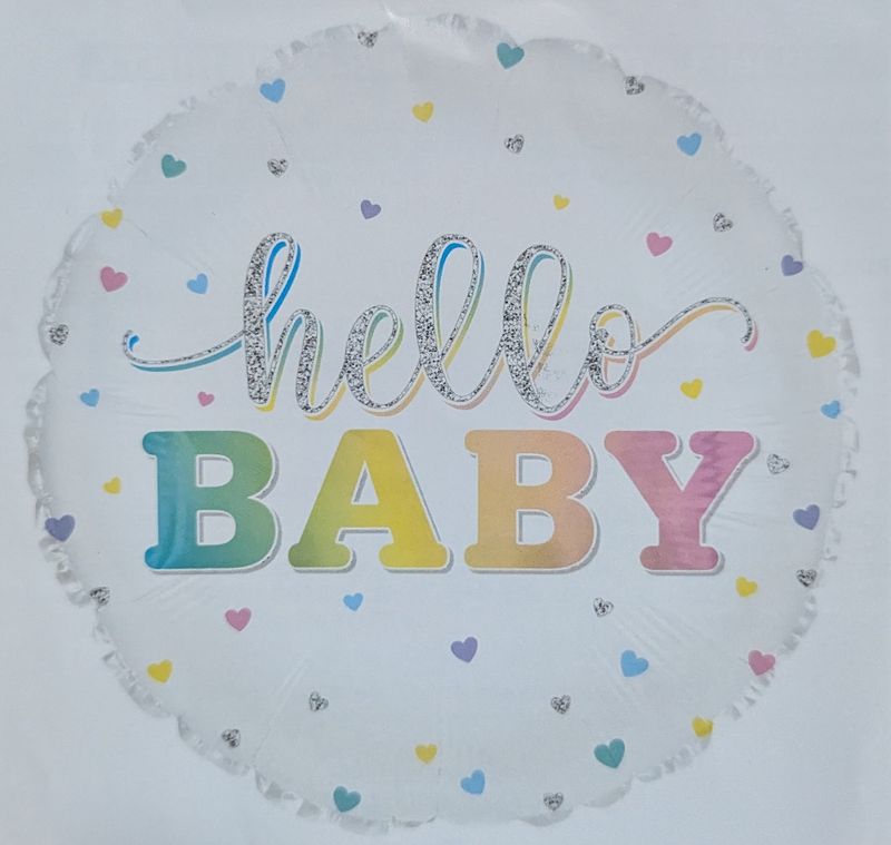 17&quot; Hello Baby Multicolour Hearts Mylar Balloon