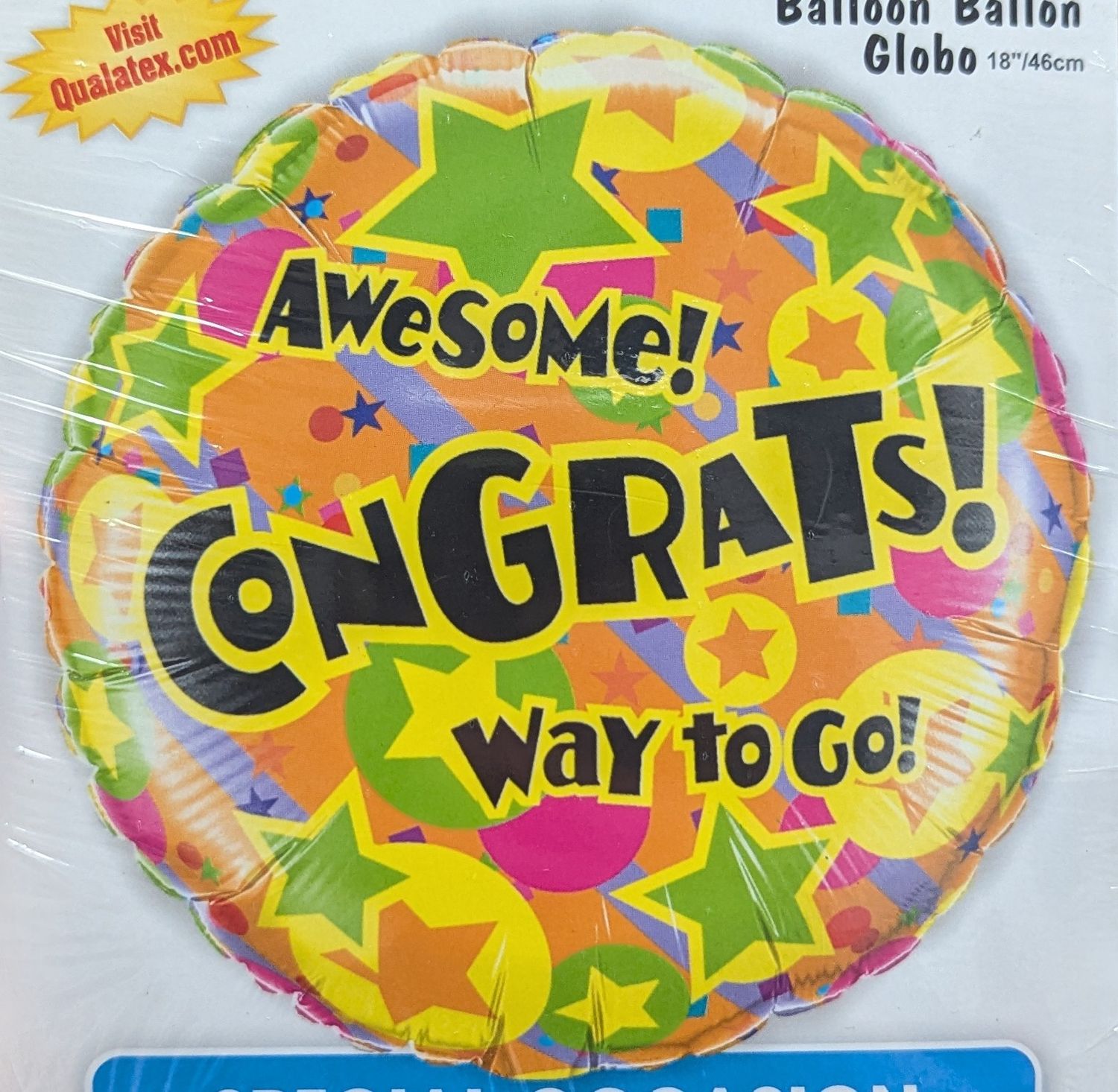 18&quot; Awesome! Congrats! Way to Go! Stars Mylar Balloon