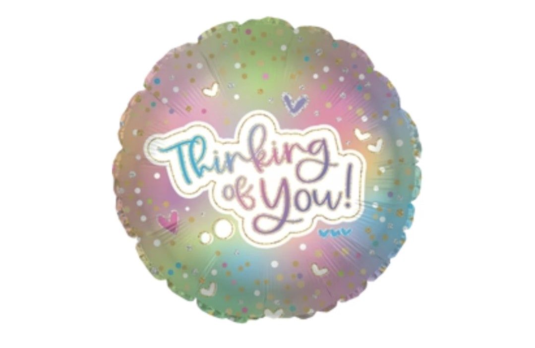 Thinking of You Pastel Heart Confetti Mylar Ballon