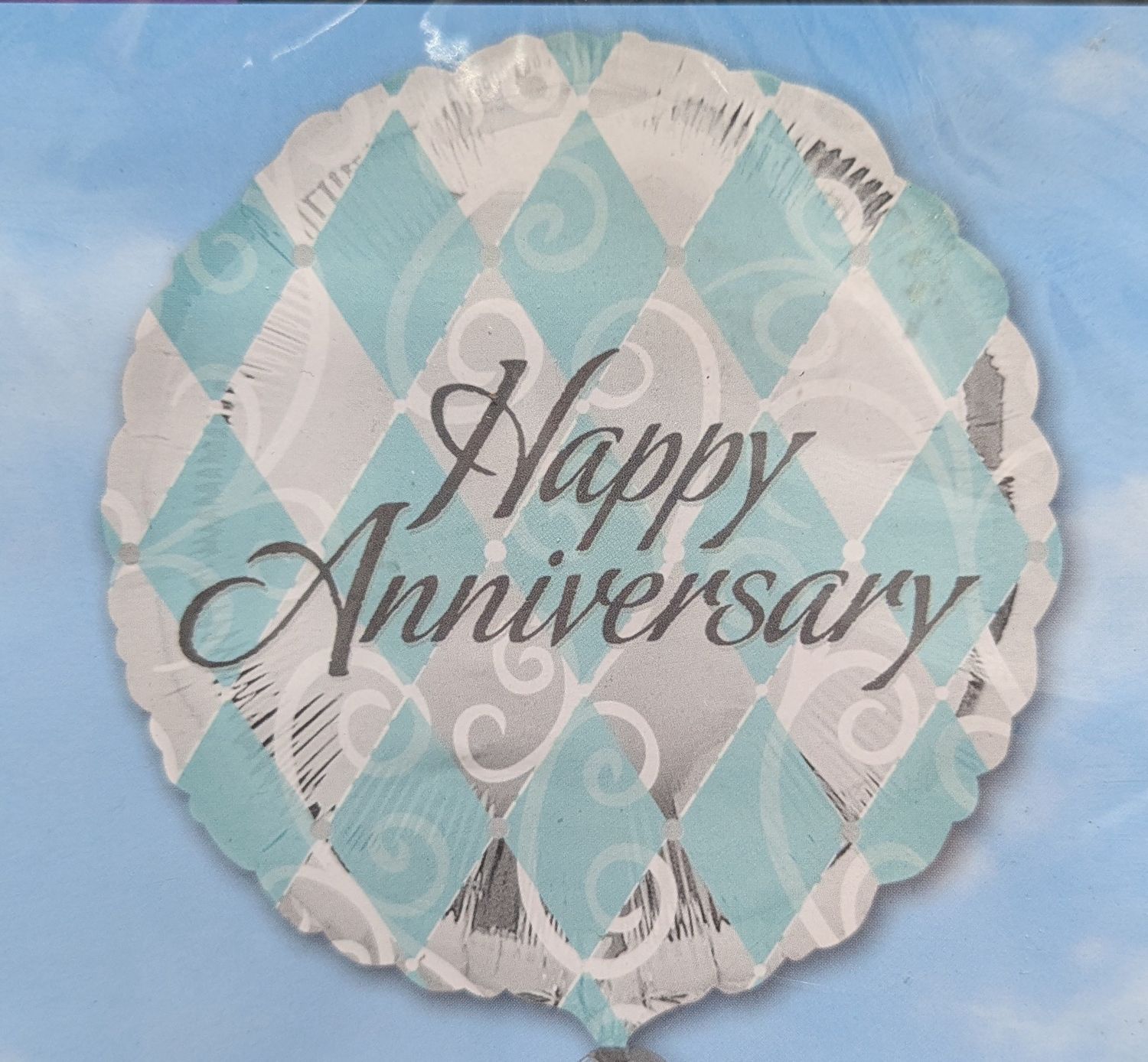 18&quot; Happy Anniversary Diamond Check and Filigree Mylar Balloon