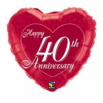 18&quot; Happy 40th Anniversary Heart Mylar Balloon