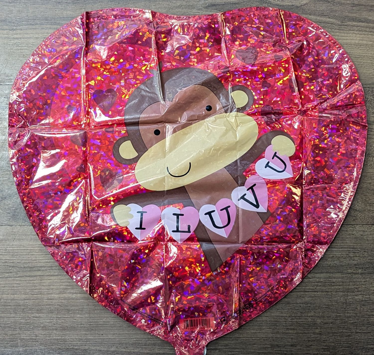 18&quot; I Luv U Monkey Heart Mylar Balloon