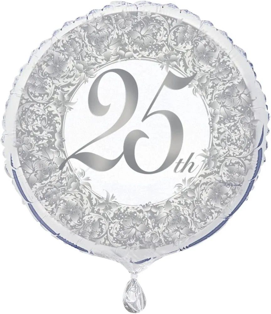 18&quot; 25th Anniversary brocade Pattern Border Mylar Balloon