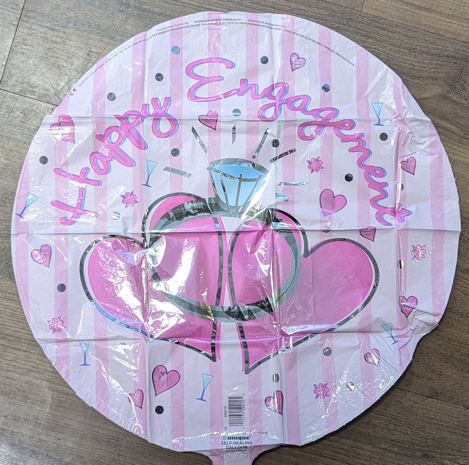 18&quot; Happy Engagement Diamond Ring and Hearts Mylar Balloon