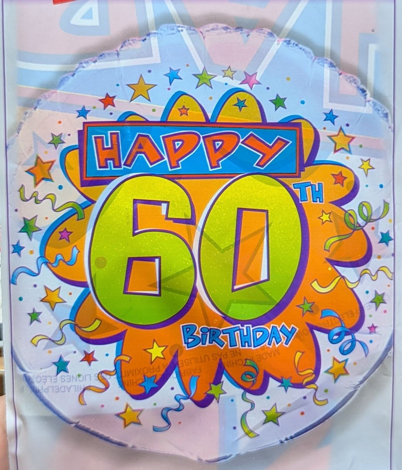 18&quot; Happy 60th Birthday Confetti and Stars Mylar Balloon