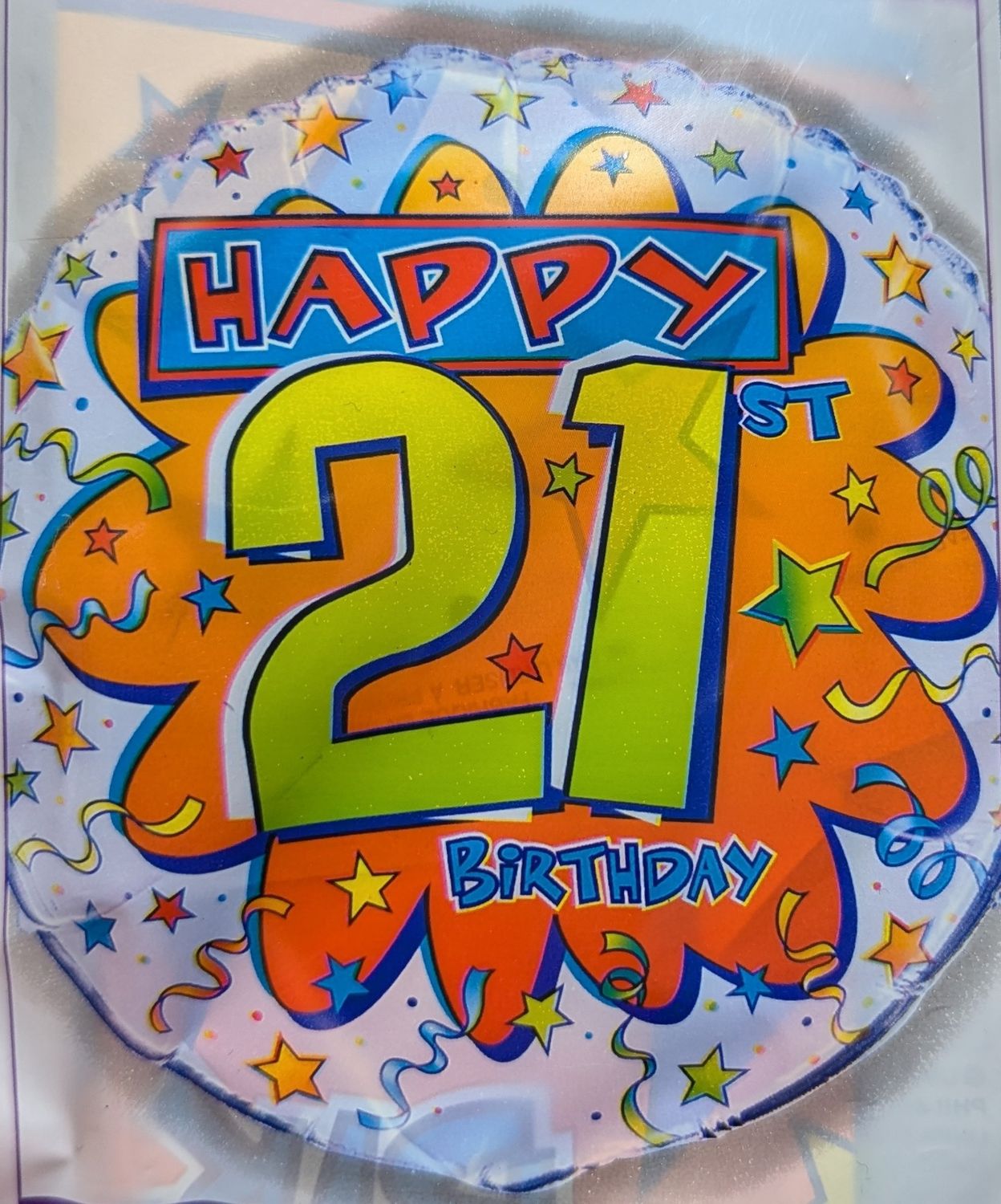 18&quot; Happy 21st Birthday Confetti and Stars Mylar Balloon