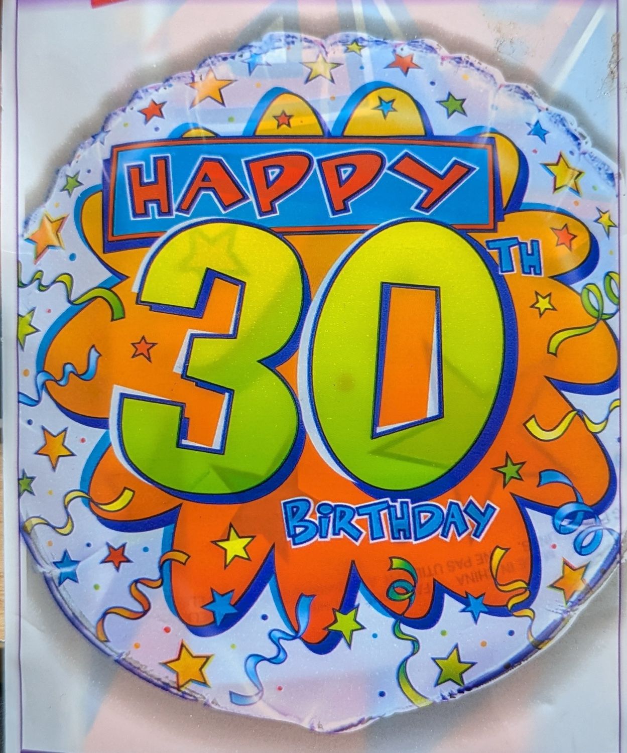18&quot; Happy 30th Birthday Confetti and Stars Mylar Balloon