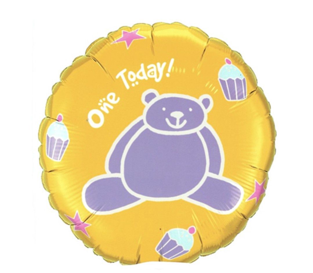 18&quot; One Today! Bear and Cupcakes Mylar Balloon
