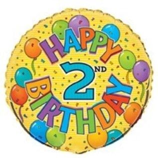 18&quot; Happy 2nd Birthday Balloons and Confetti Mylar Balloon