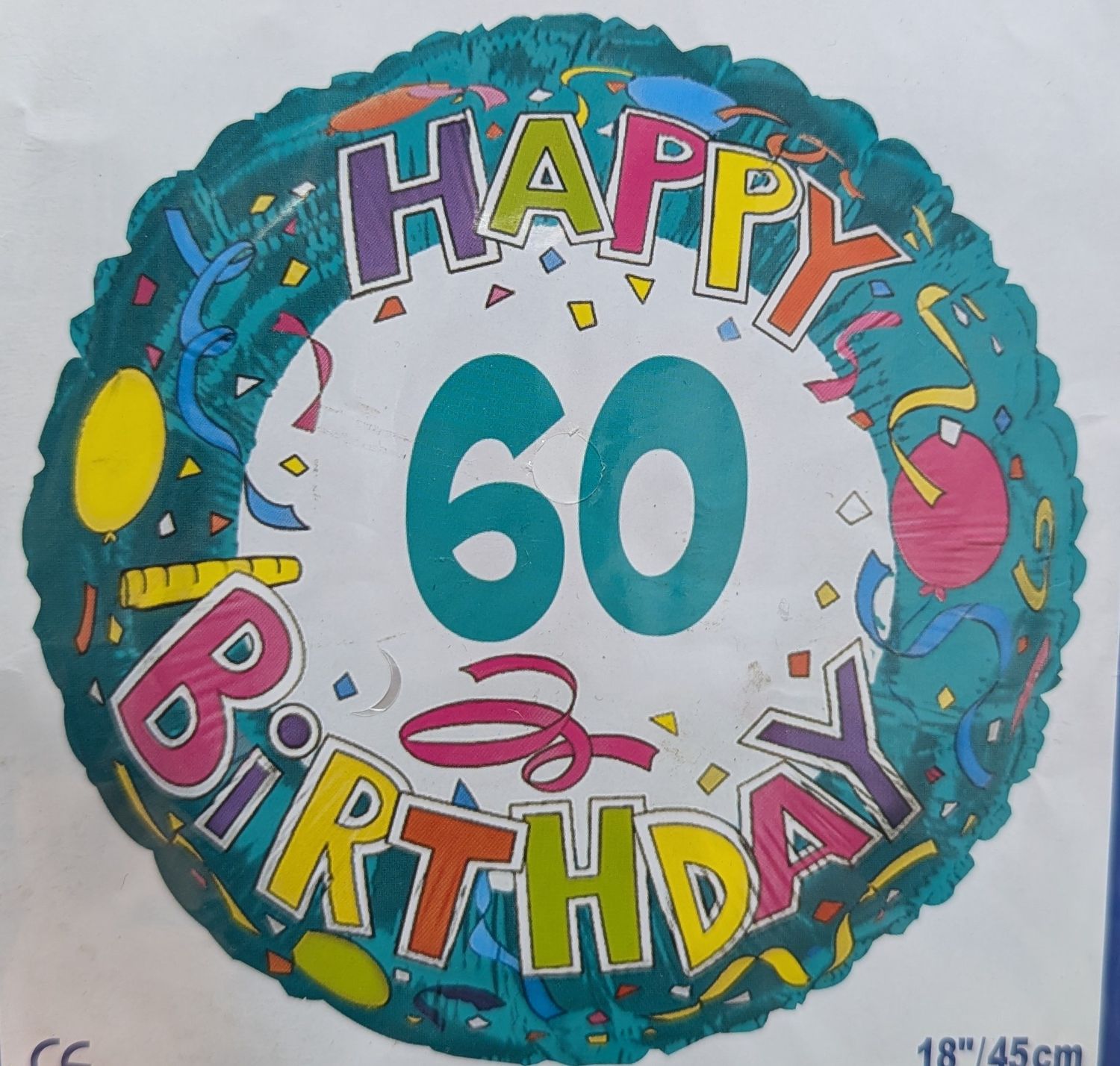 18&quot; Happy 60th Birthday Balloons and Confetti Border Mylar Balloon