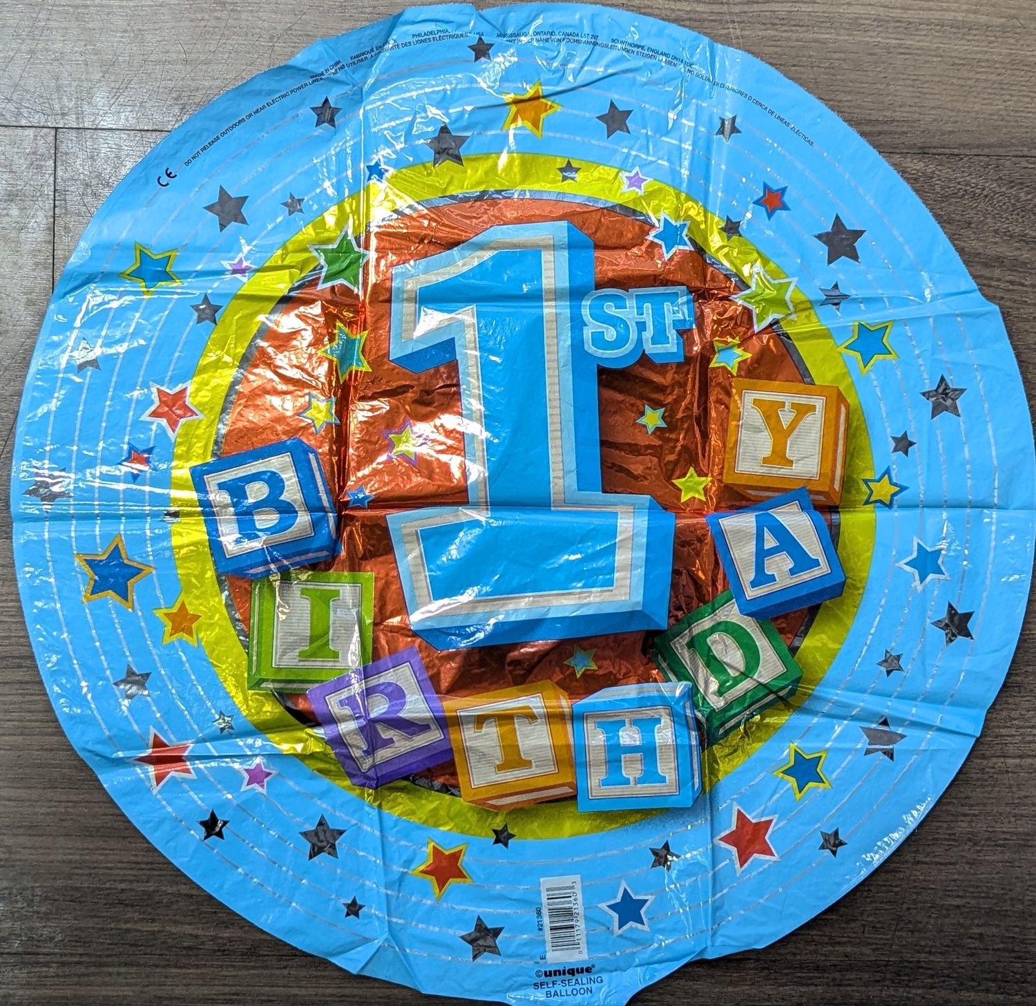 18&quot; Happy 1st Birthday Blocks Mylar Balloon