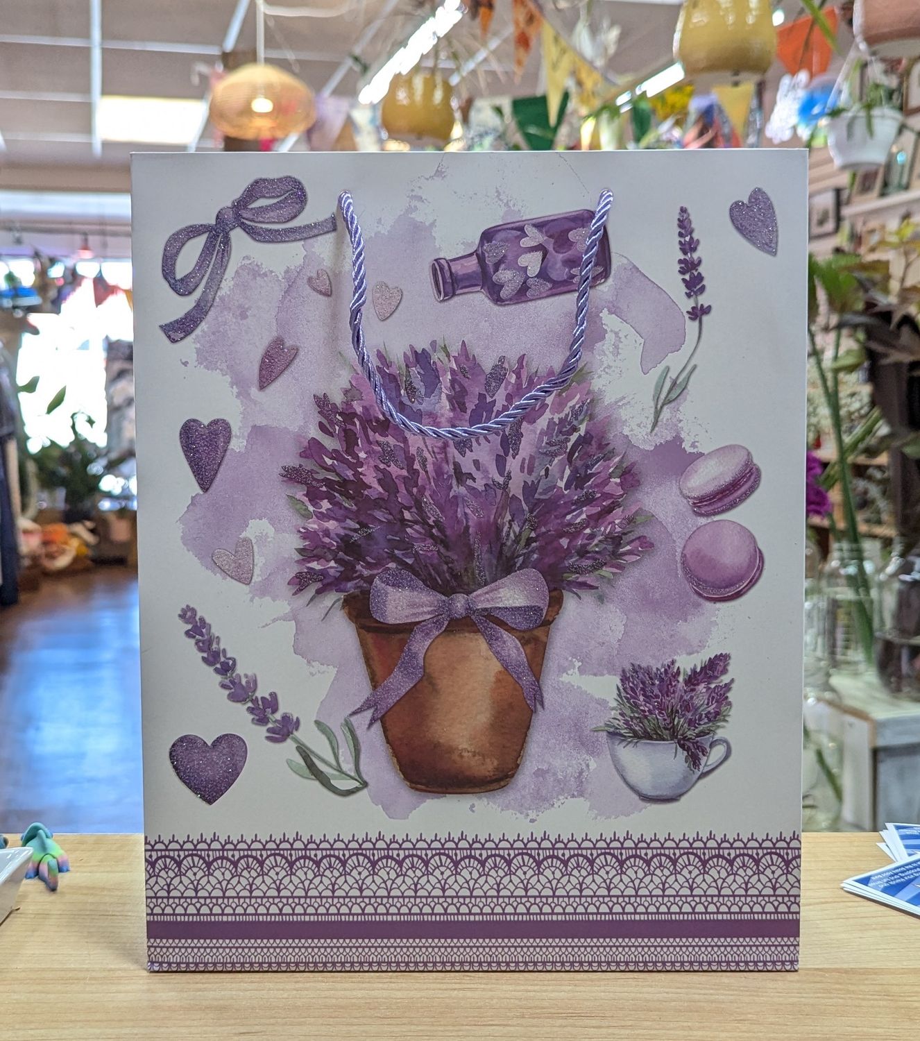 Lavender Planter Sparkle Gift Bag 26 x 32 x 10 CM