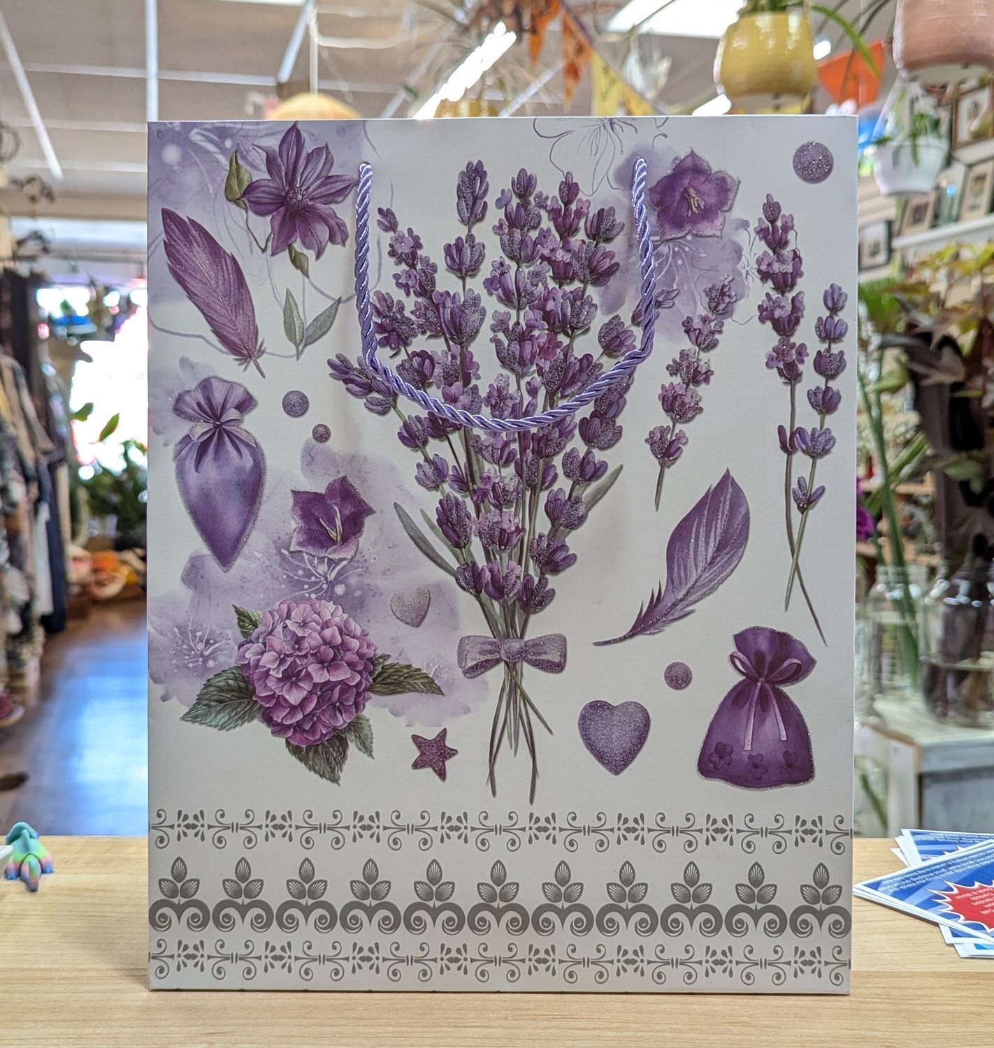 Lavender Bundle Feathers Sparkle Gift Bag 26 x 32 x 10 CM