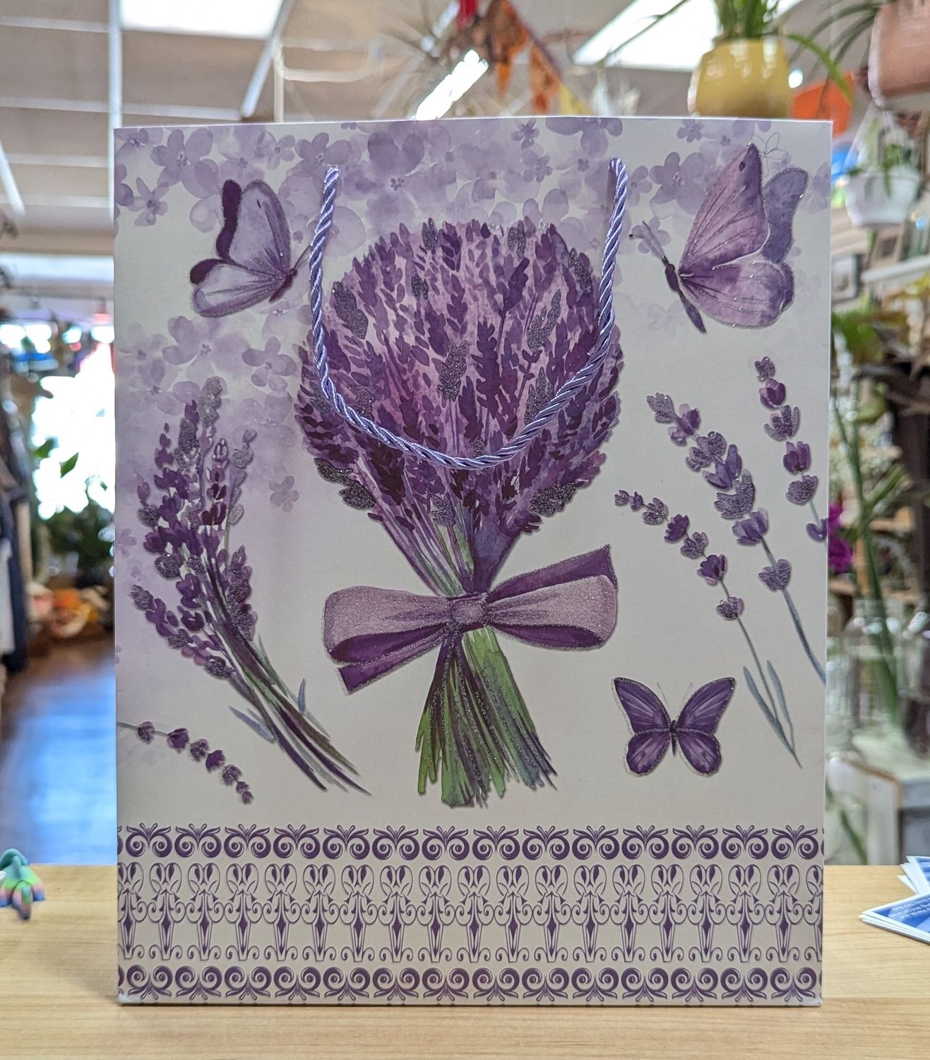 Lavender Bundle Butterflies Sparkle Gift Bag 26 x 32 x 10 CM